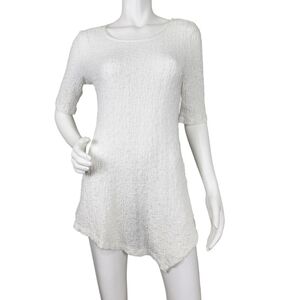 Peck & Peck Half Sleeve White Asymmetrical Tunic Size S
